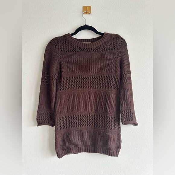 Tommy Bahama Open-Knit Brown Sweater Top – Boho Beachy Chic, XS - Picture 1 of 4